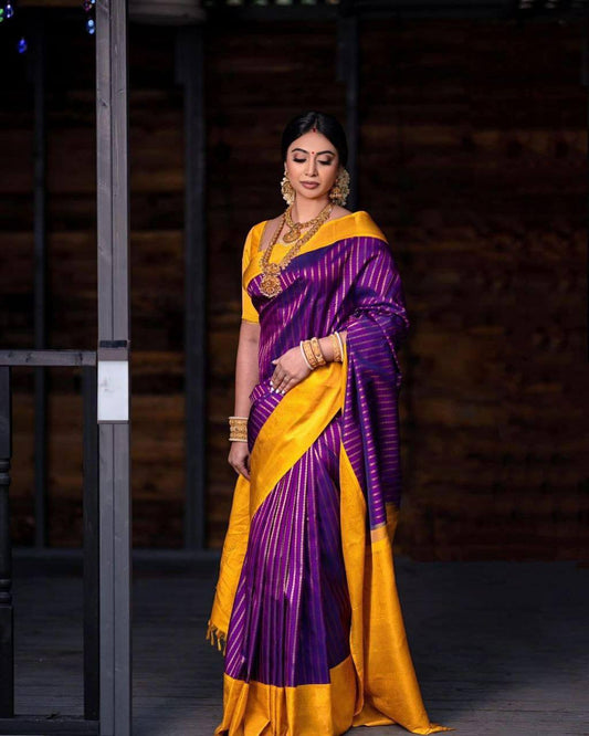 Kubera korvai bridal semi silk saree