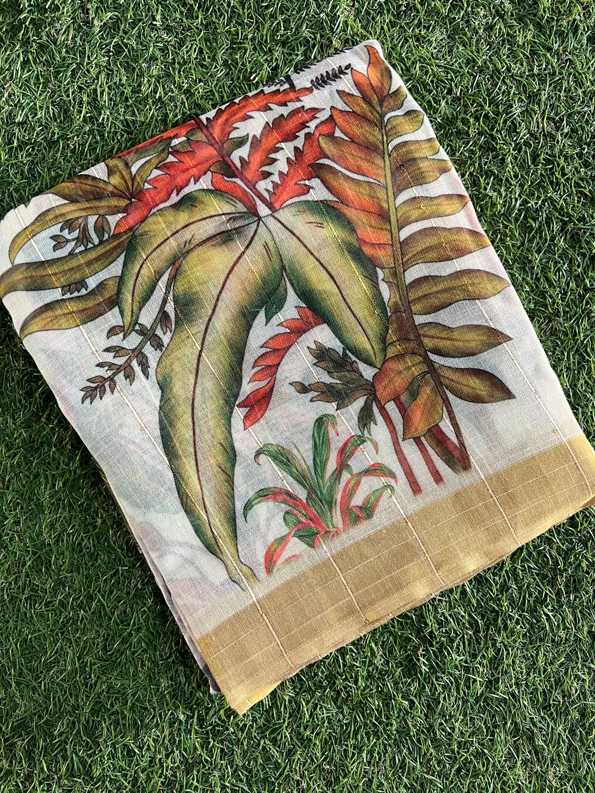 Linen and Cotton Printed Saree