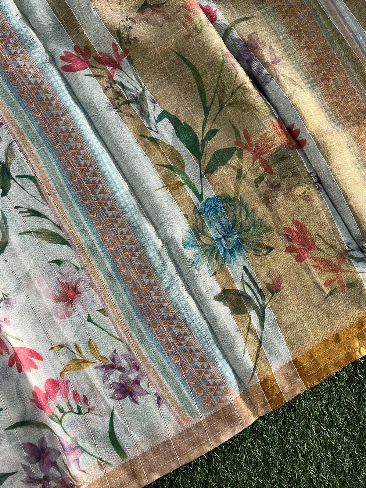 Linen and Cotton Printed Saree