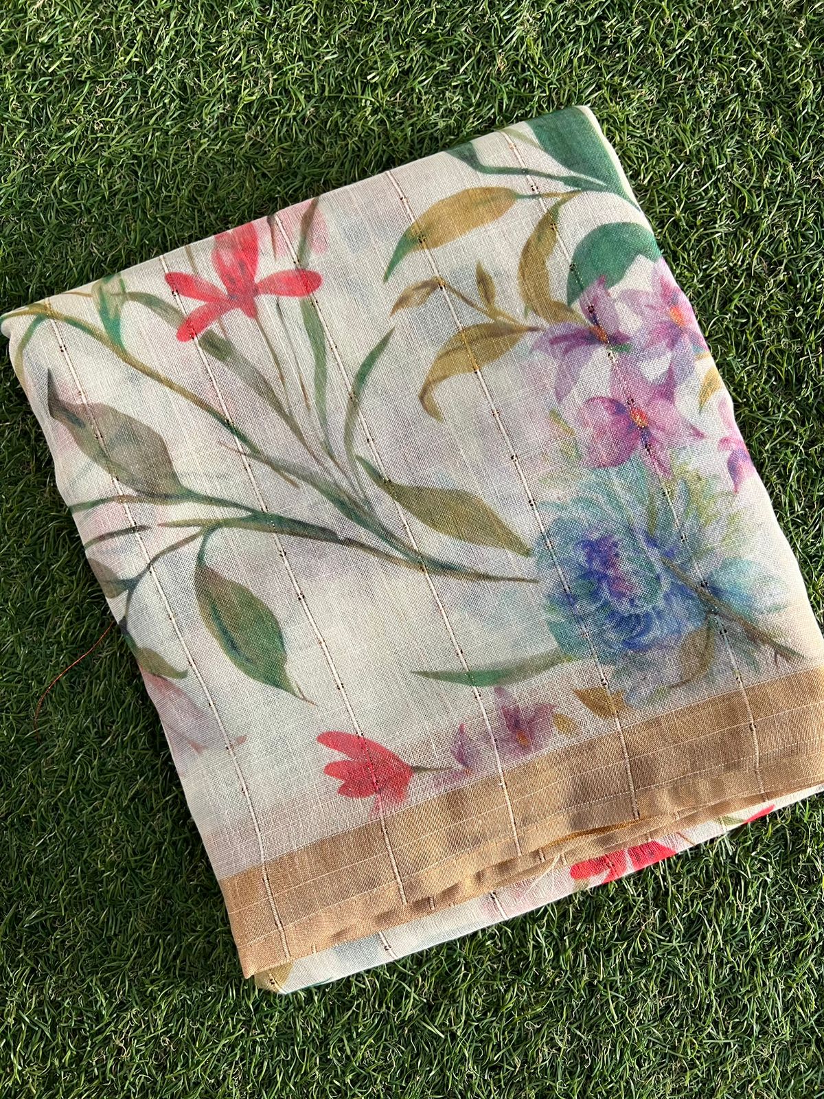 Linen and Cotton Printed Saree