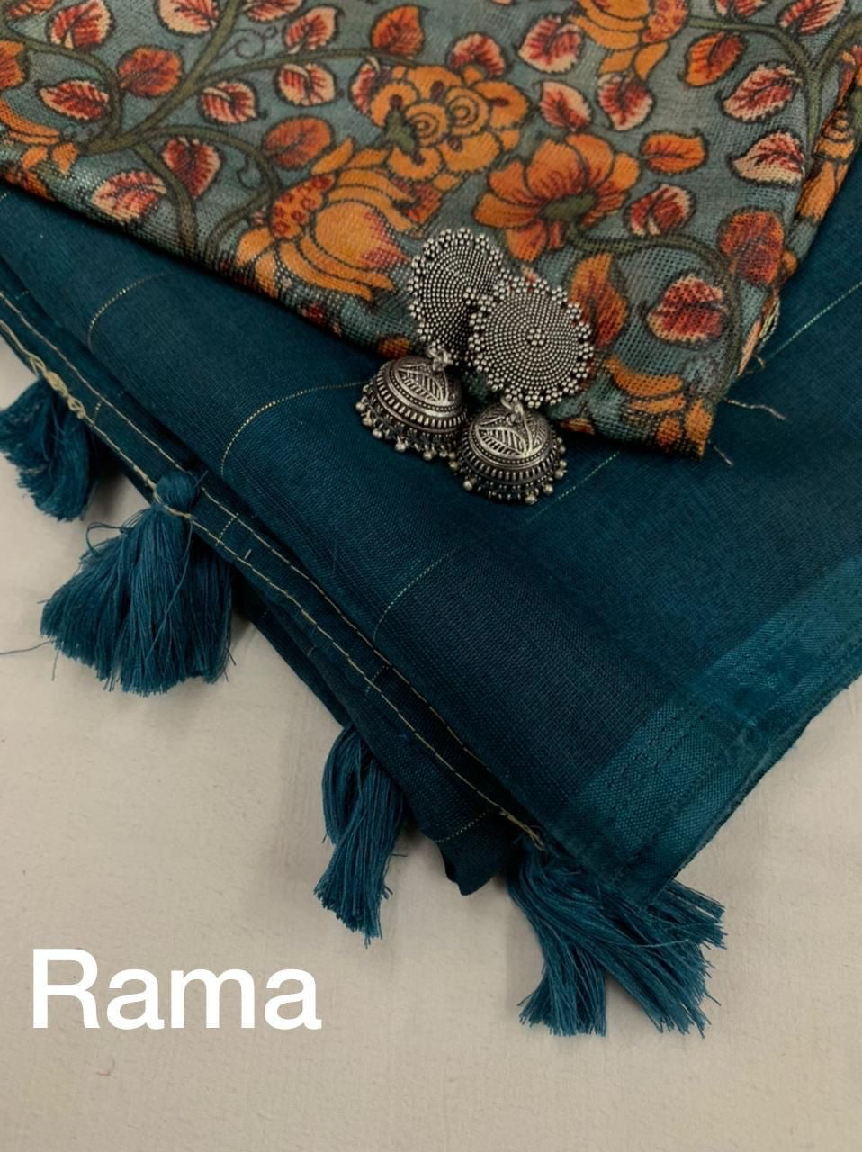 Linen with zari weaving checked saree