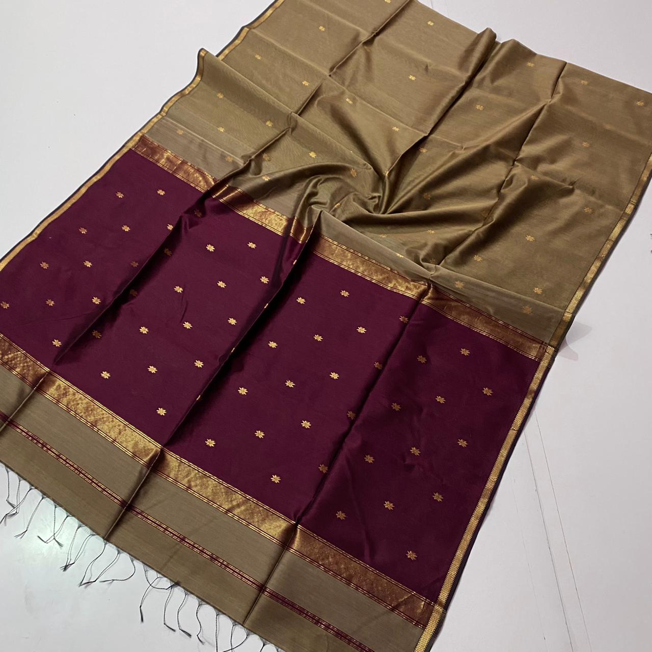 Maheshwari Star Butta Work on Saree