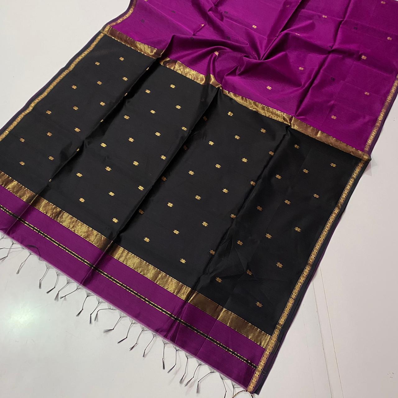 Maheshwari Star Butta Work on Saree