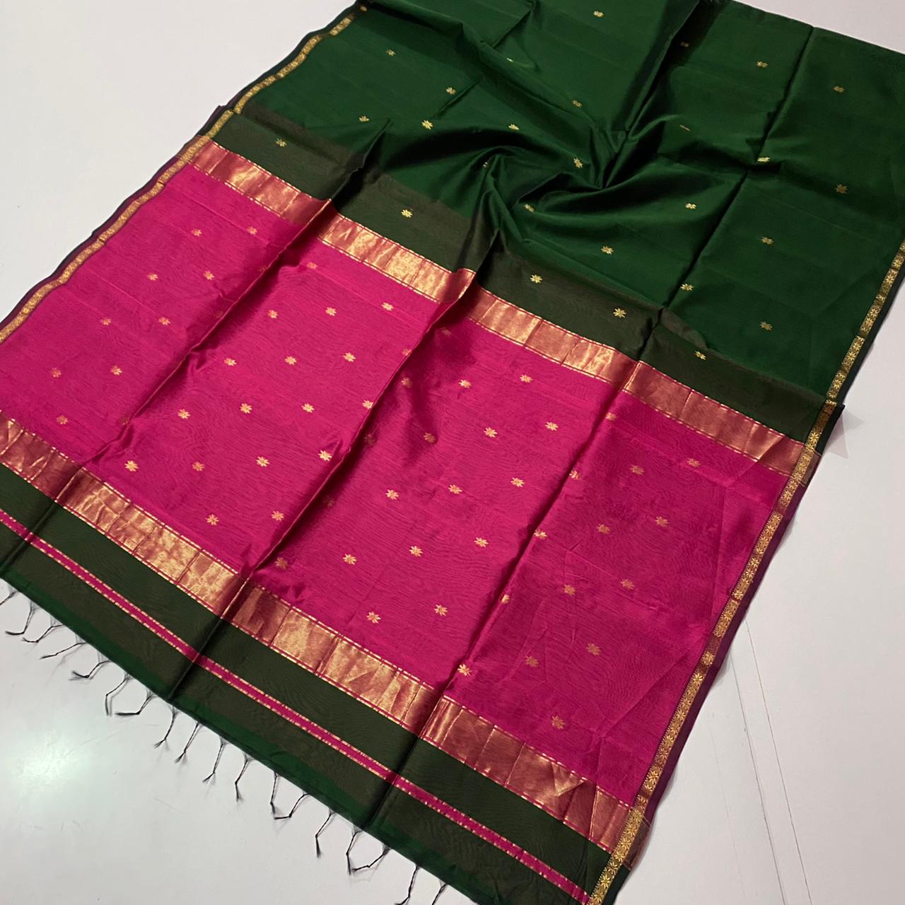 Maheshwari Star Butta Work on Saree