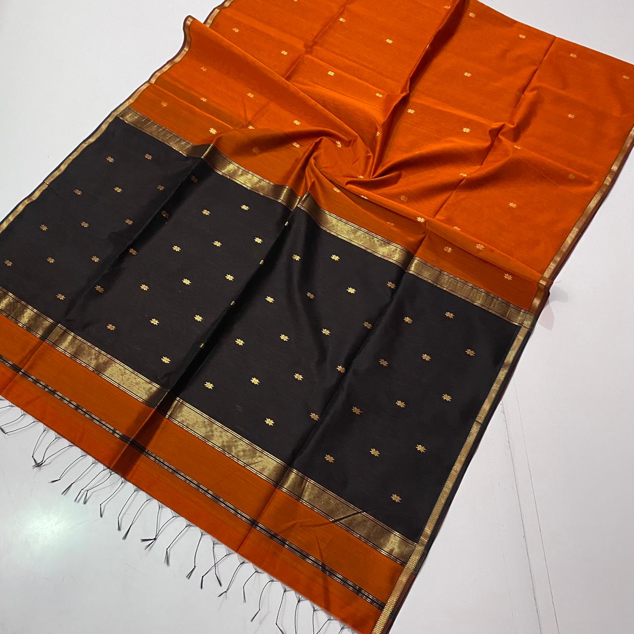 Maheshwari Star Butta Work on Saree
