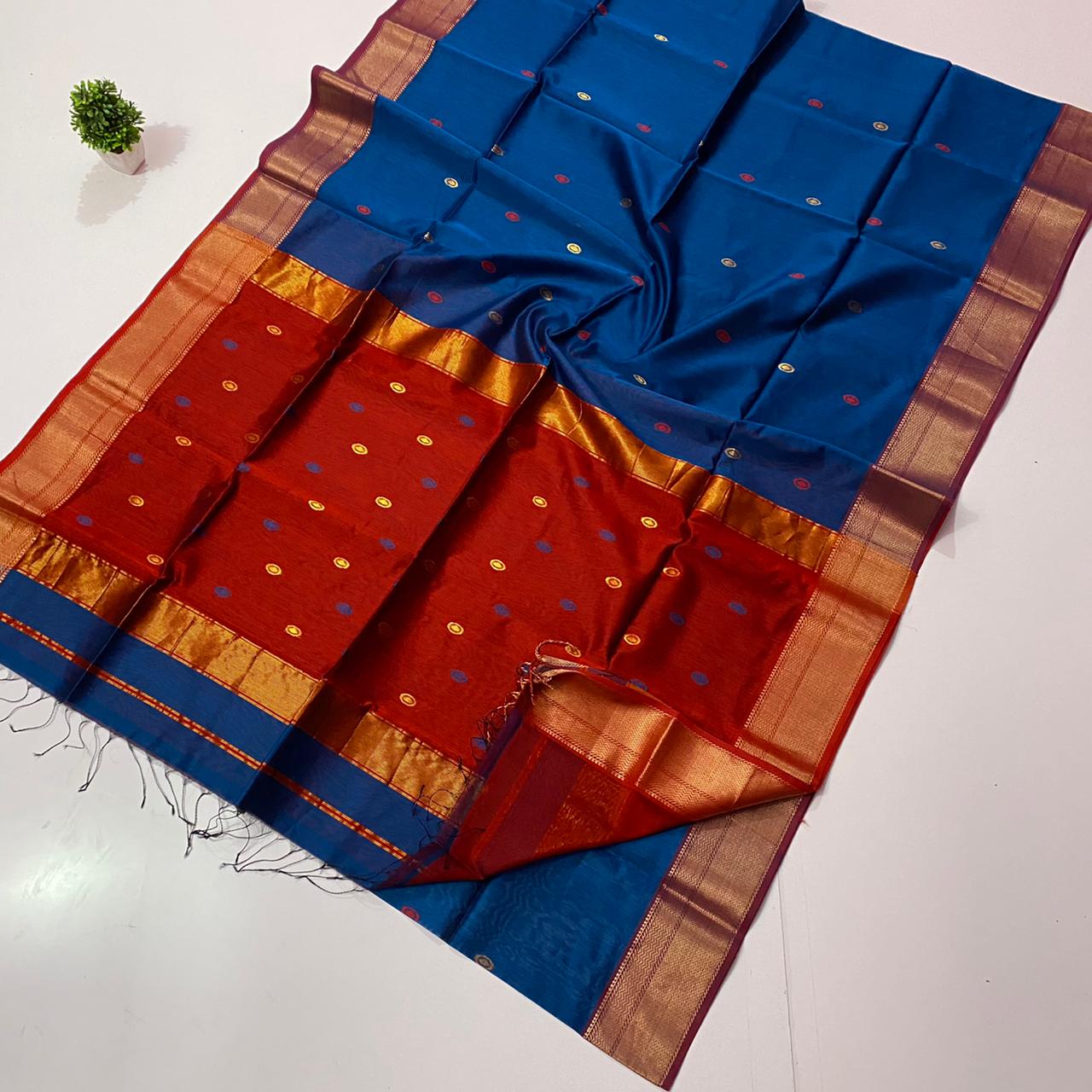 Maheshwari Handwoven Butta Saree