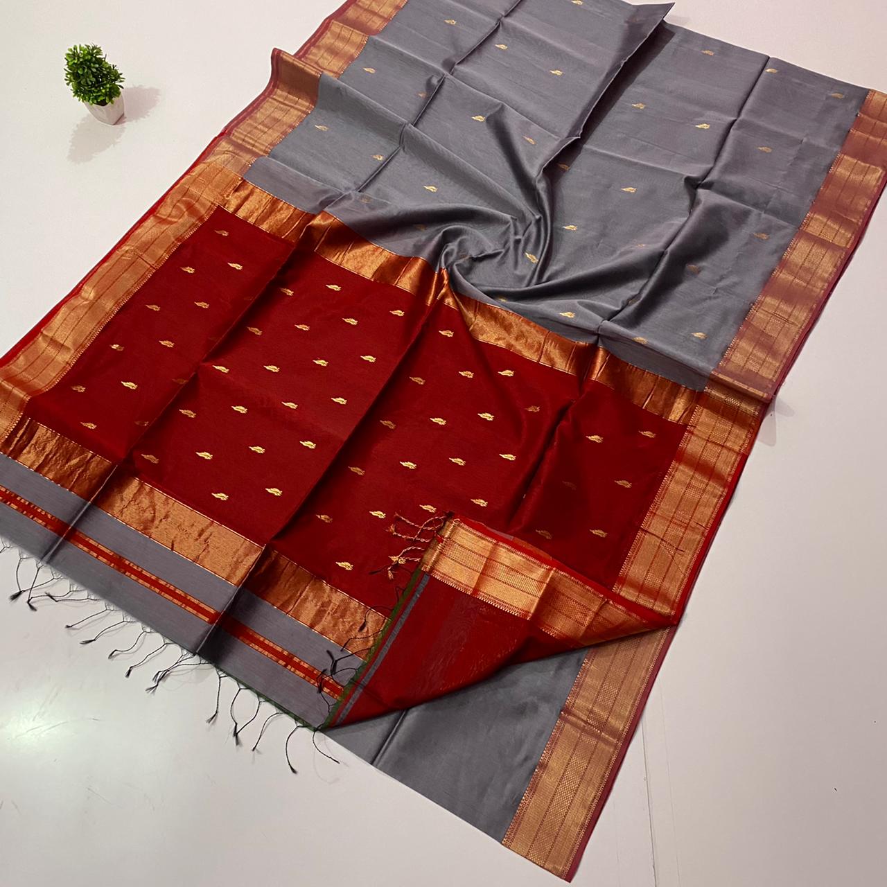 Maheshwari Handwoven Butta Saree