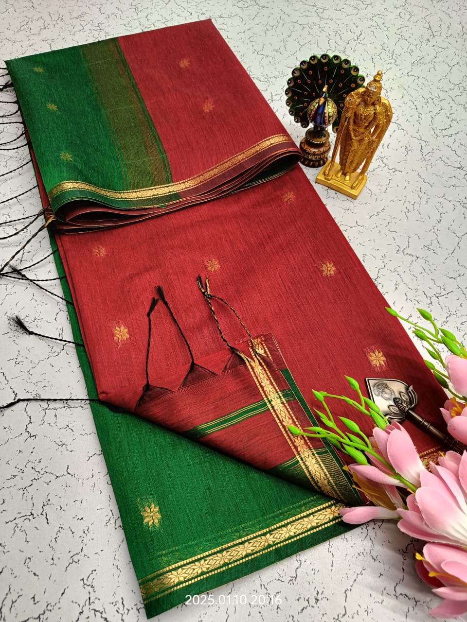 Maheswari-style Silk Cotton Saree