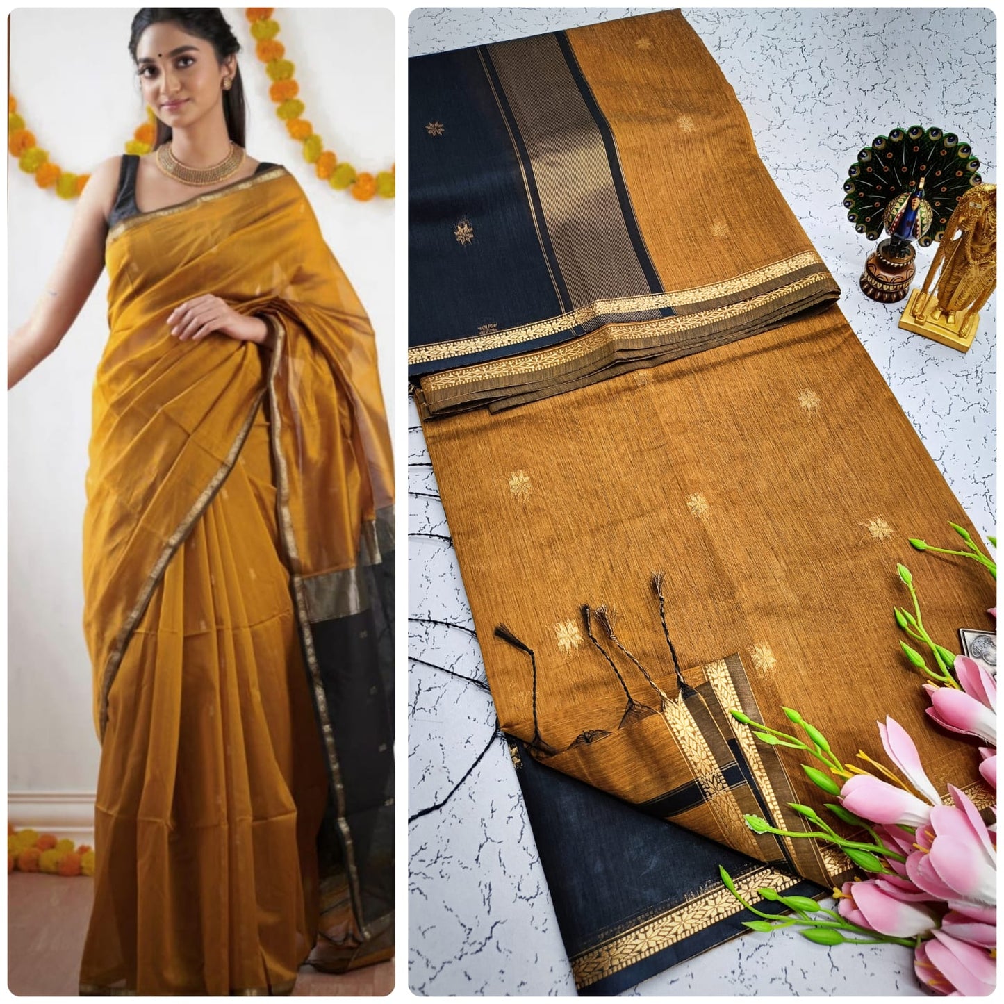 Maheswari-style Silk Cotton Saree