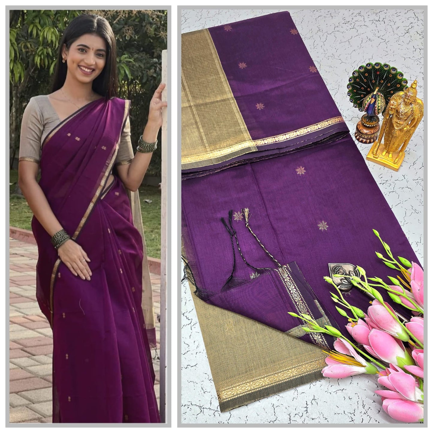 Maheswari-style Silk Cotton Saree
