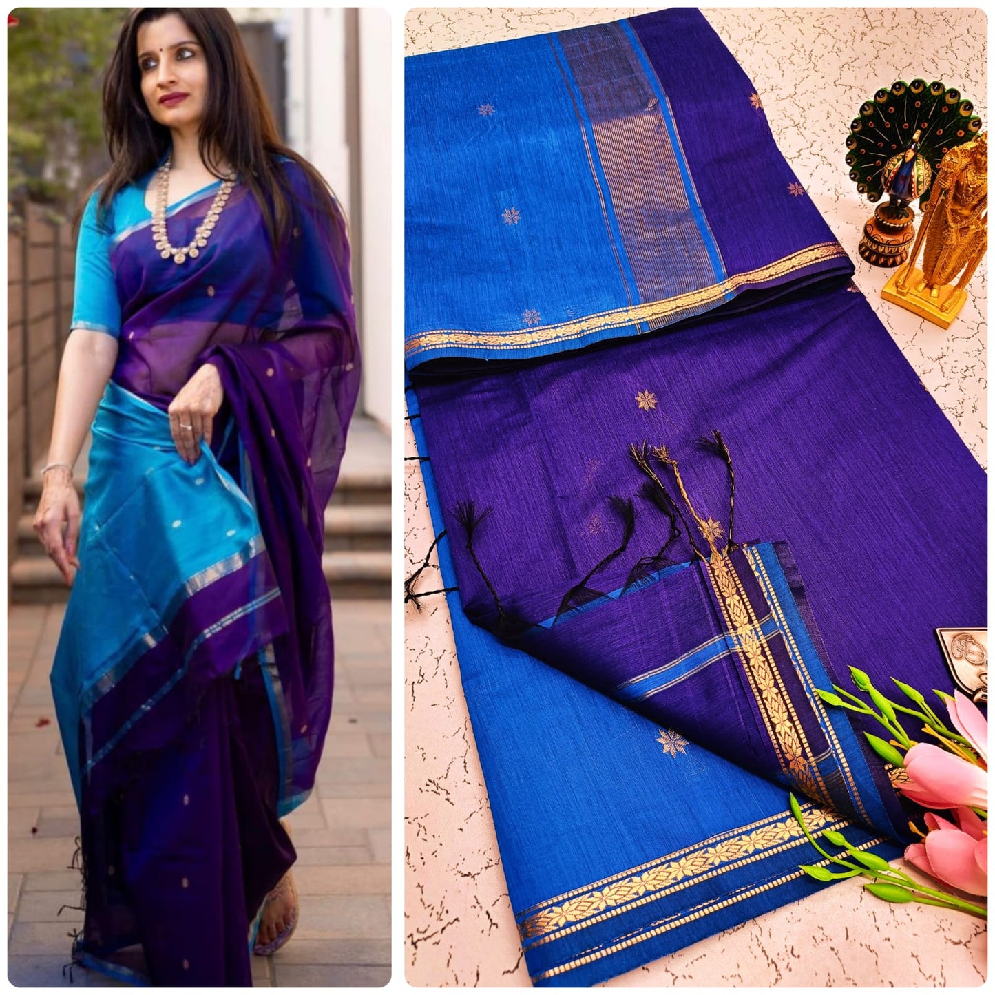 Maheswari-style Silk Cotton Saree