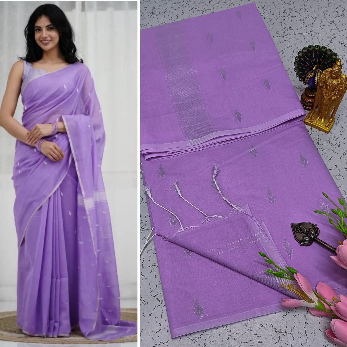Maheswari-style Silk Cotton Saree