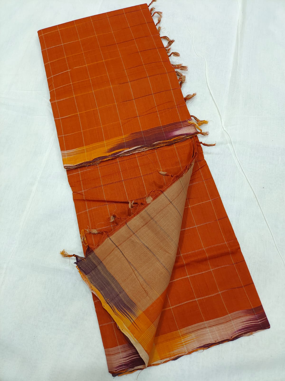 Mangalagiri cotton beautiful small check saree
