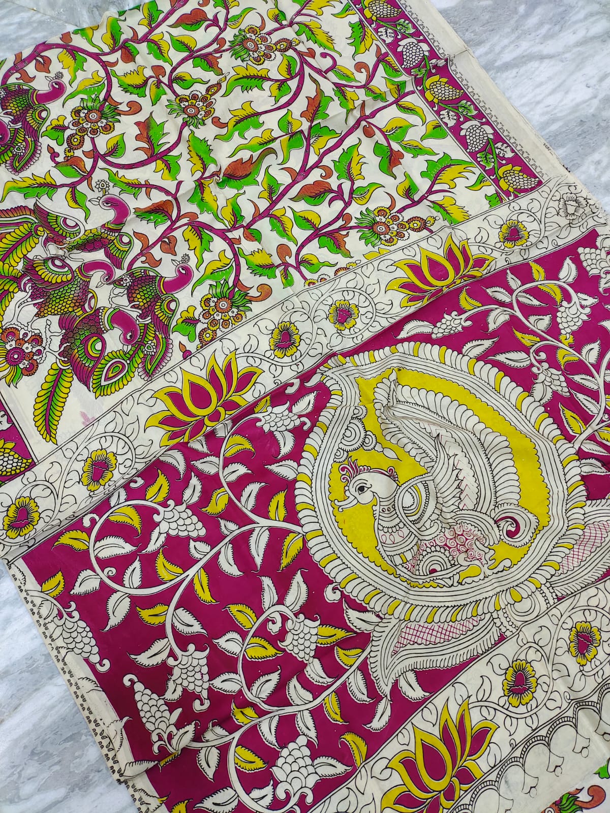 Mangalagiri kalamkari silk saree