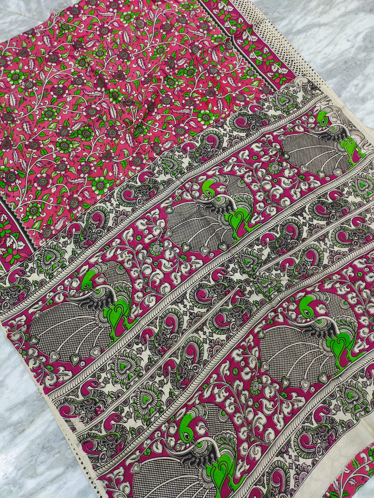 Mangalagiri kalamkari silk saree