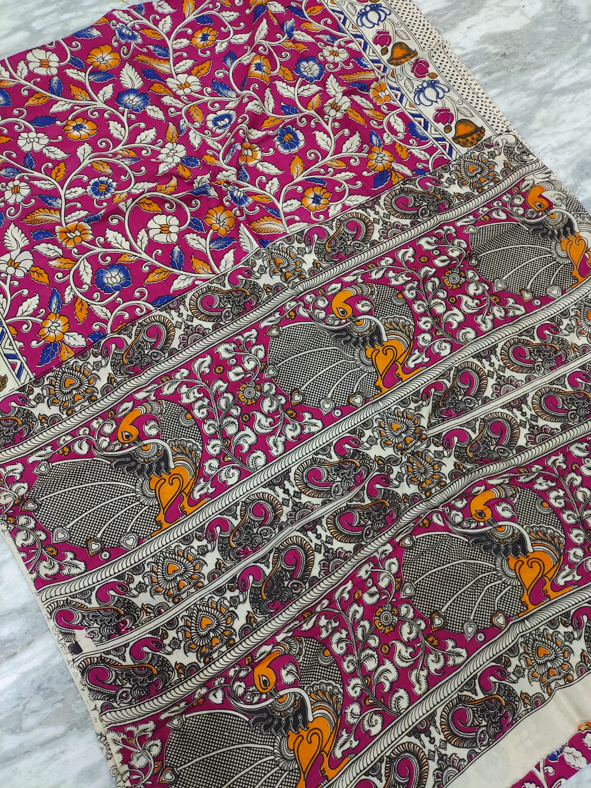Mangalagiri kalamkari silk saree