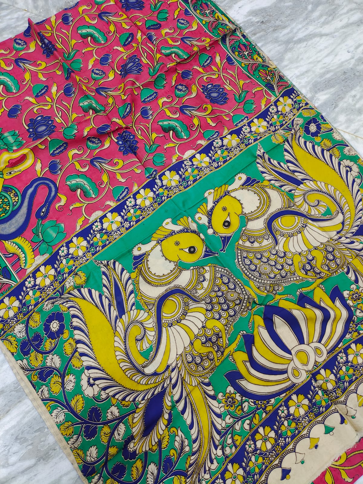 Mangalagiri kalamkari silk saree