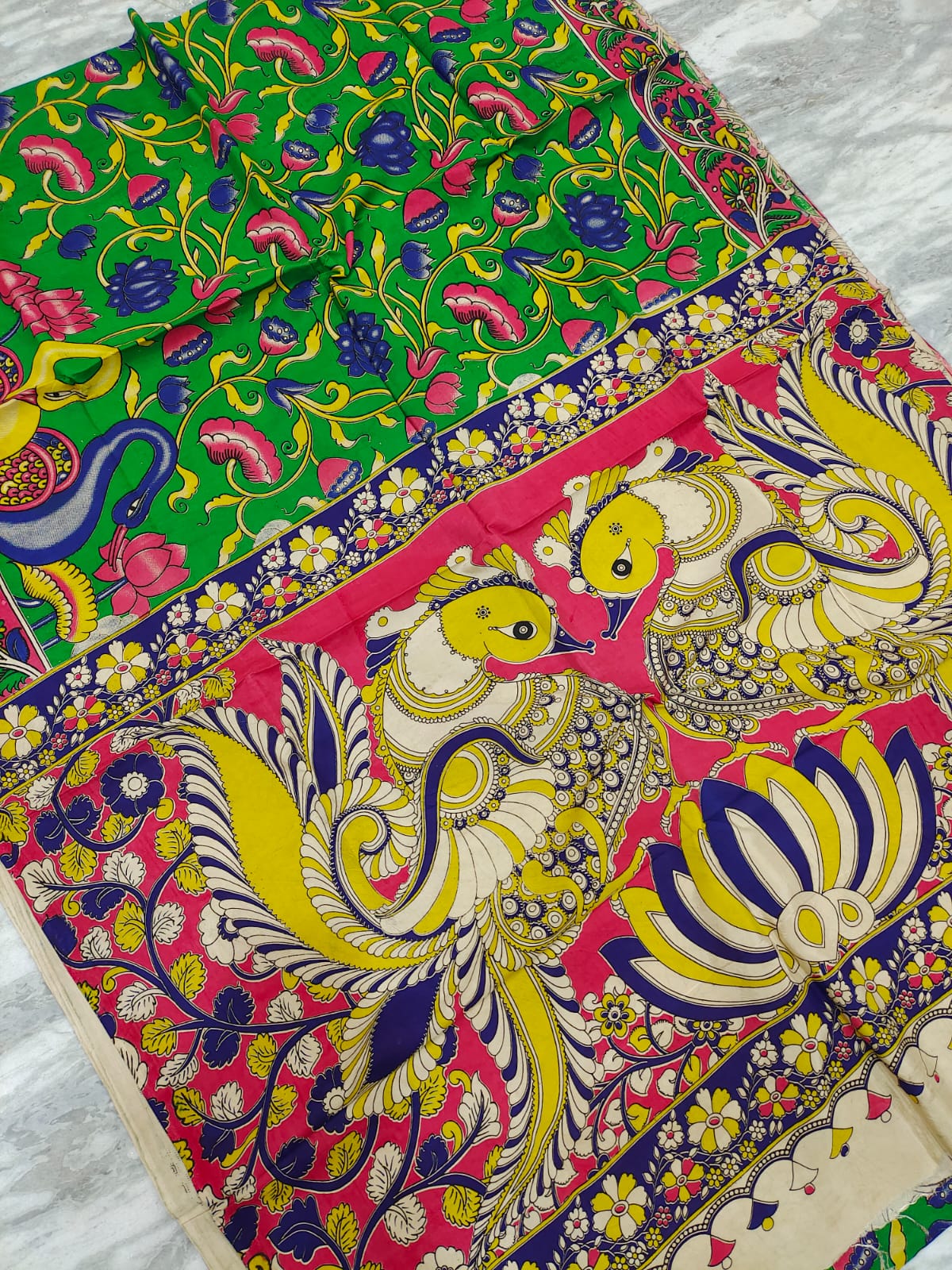 Mangalagiri kalamkari silk saree