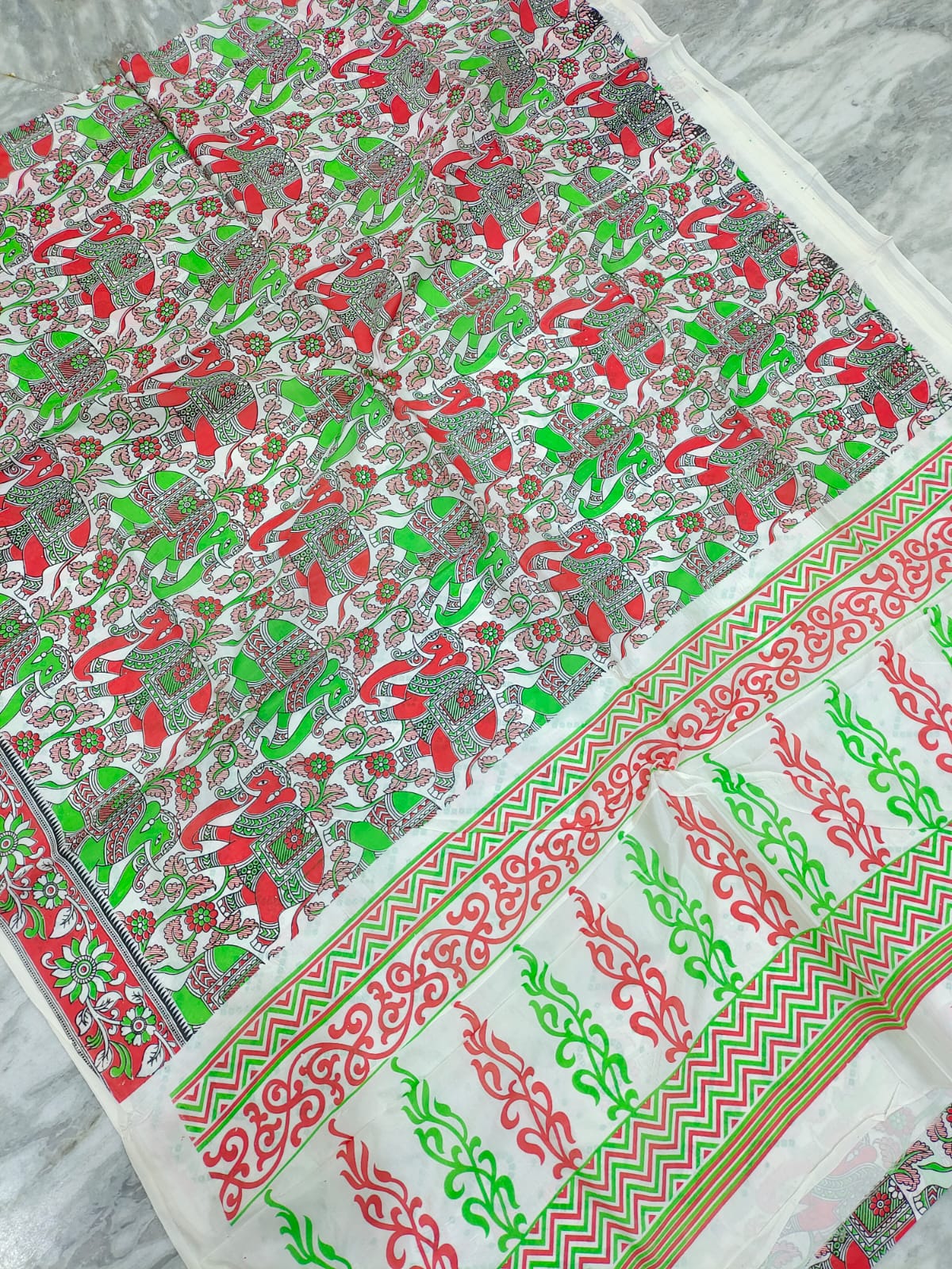 Mangalagiri kalamkari silk saree