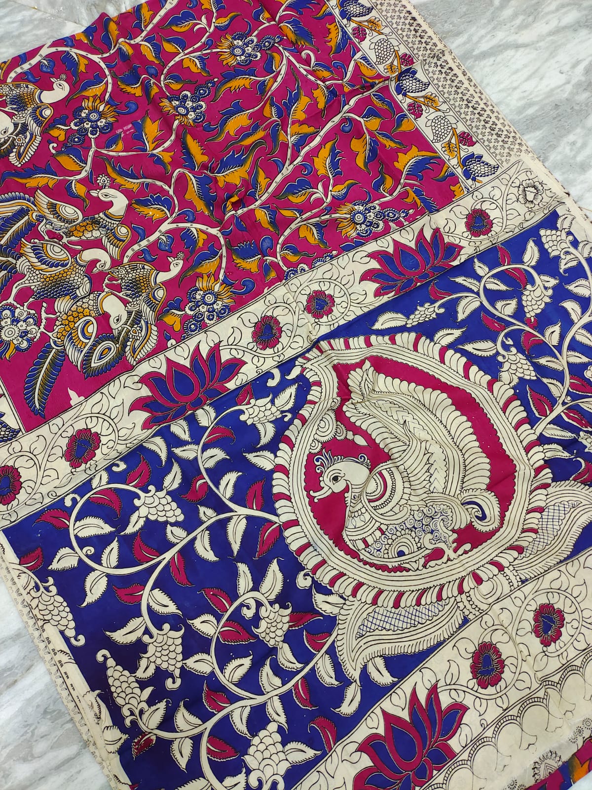 Mangalagiri kalamkari silk saree