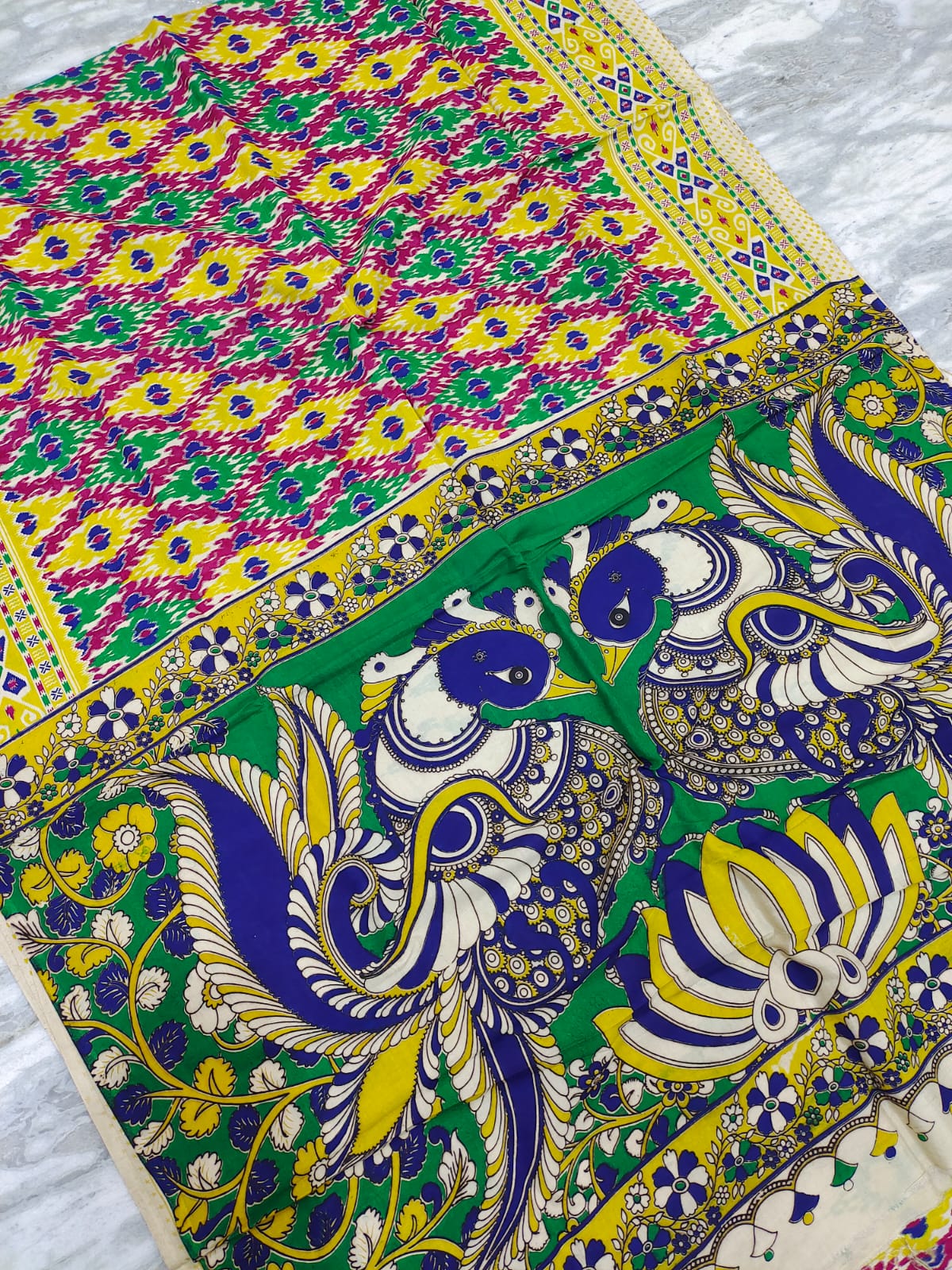 Mangalagiri kalamkari silk saree