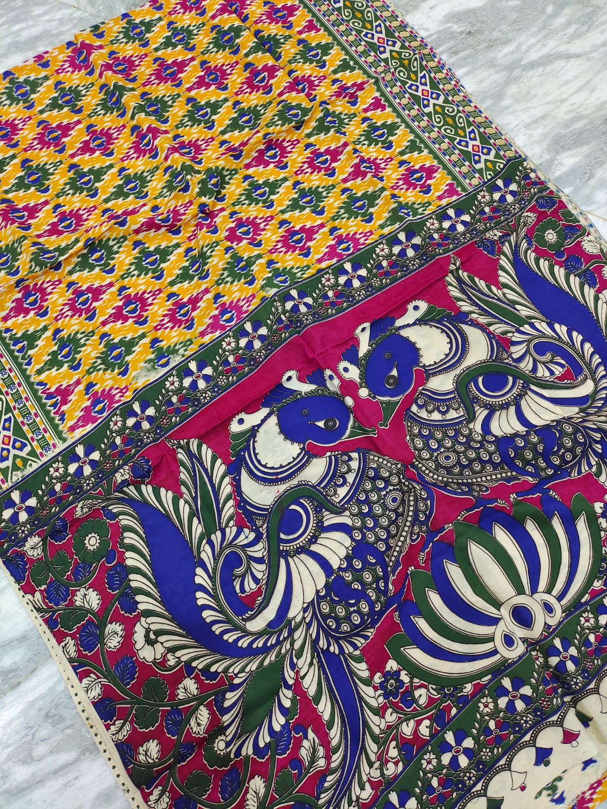 Mangalagiri kalamkari silk saree