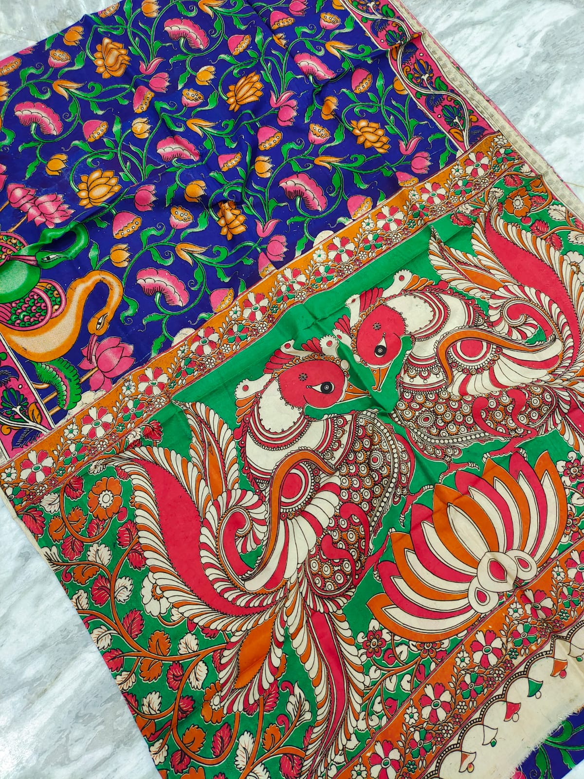 Mangalagiri kalamkari silk saree