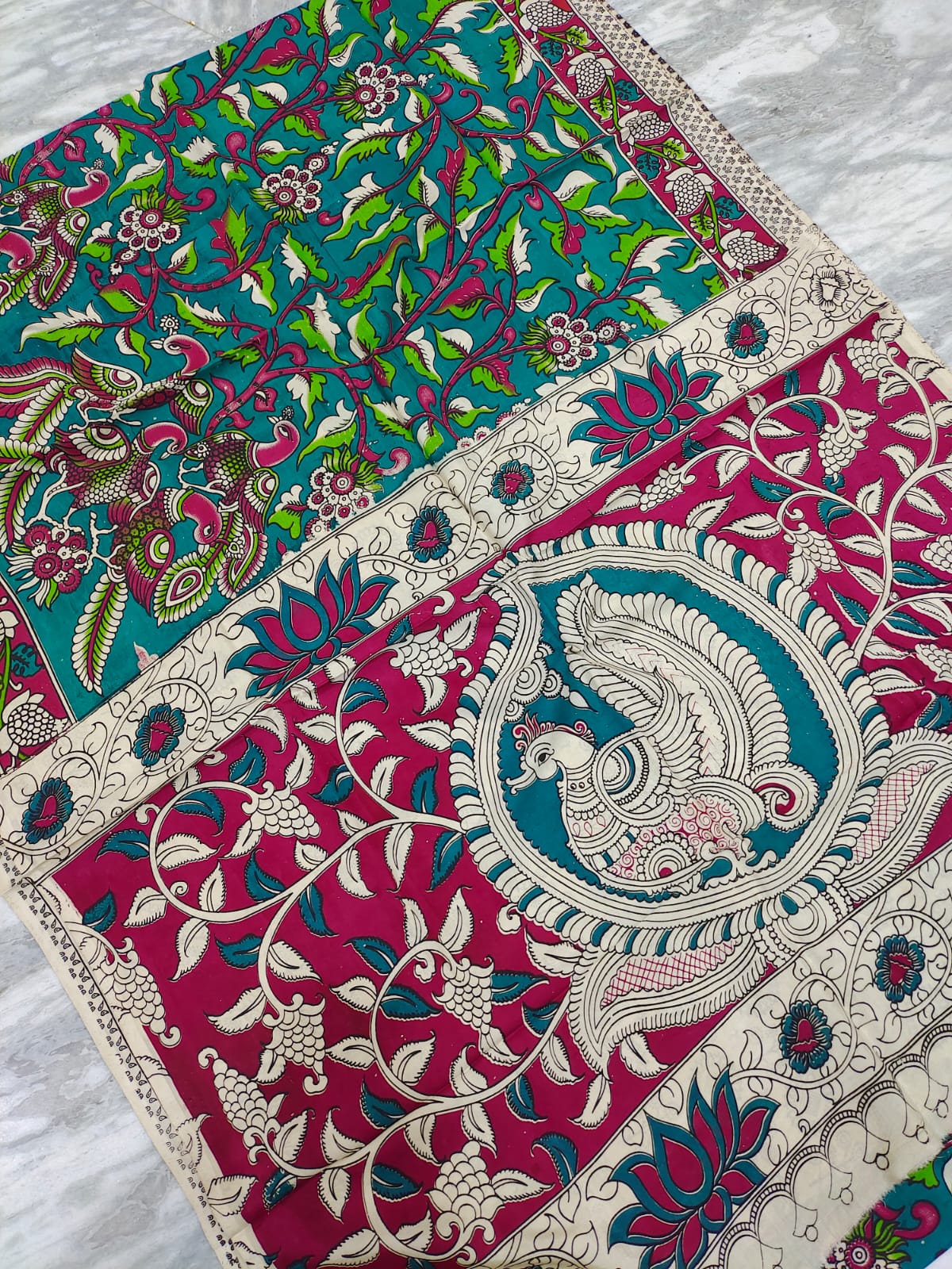 Mangalagiri kalamkari silk saree