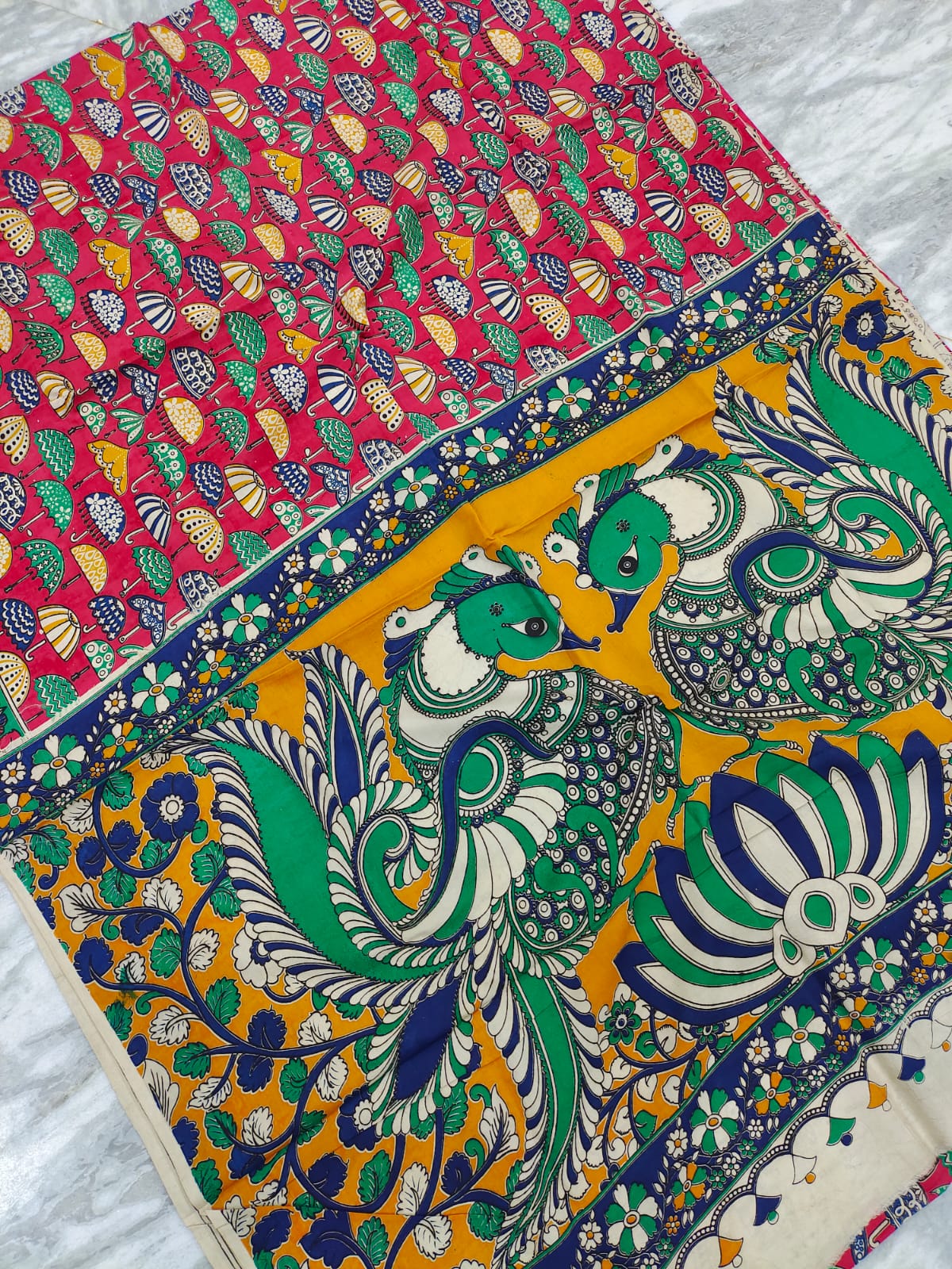 Mangalagiri kalamkari silk saree