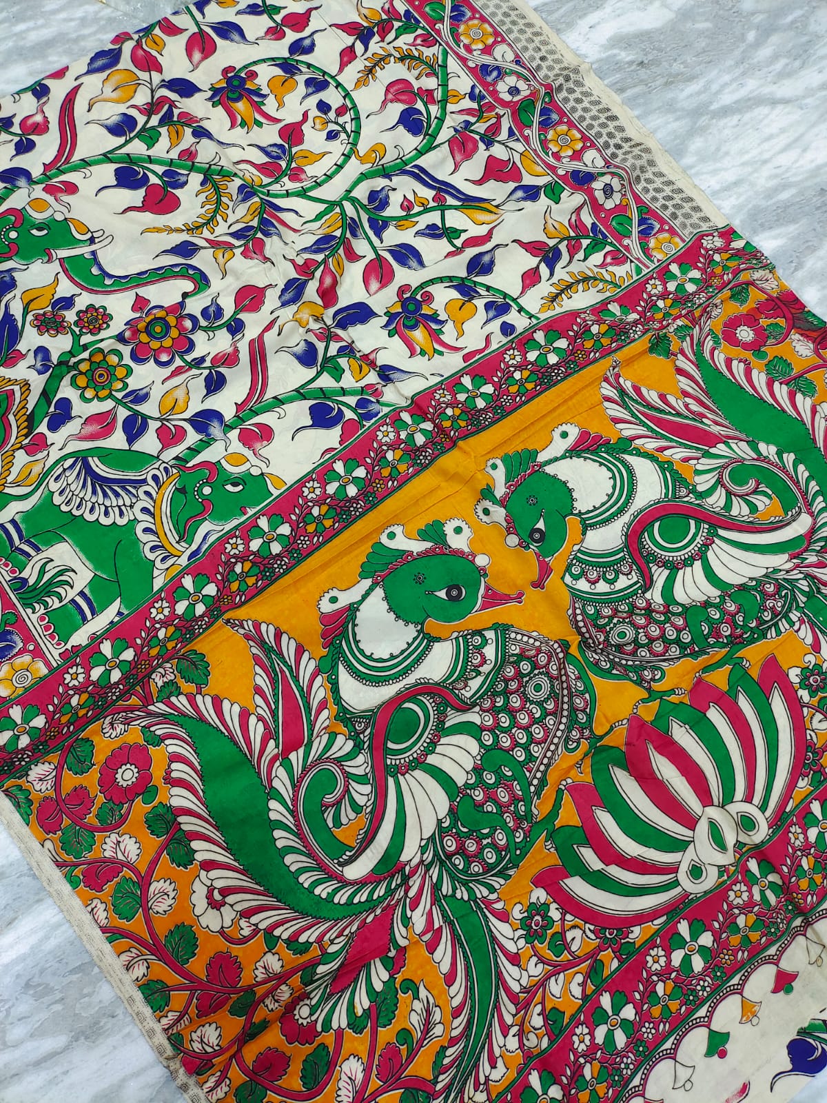 Mangalagiri kalamkari silk saree