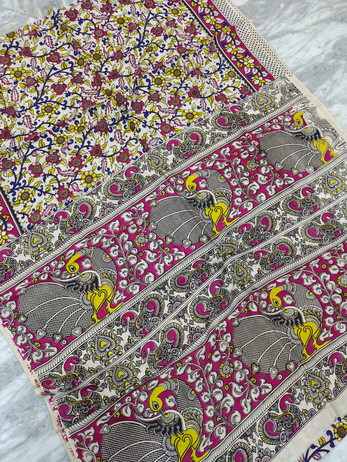 Mangalagiri kalamkari silk saree