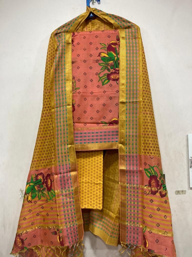 Mangalagiri pattu by cotton dress material