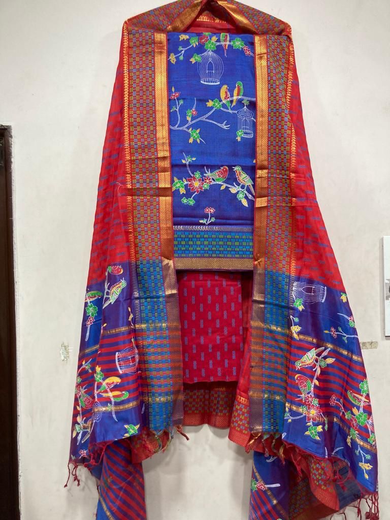 Mangalagiri pattu by cotton dress material