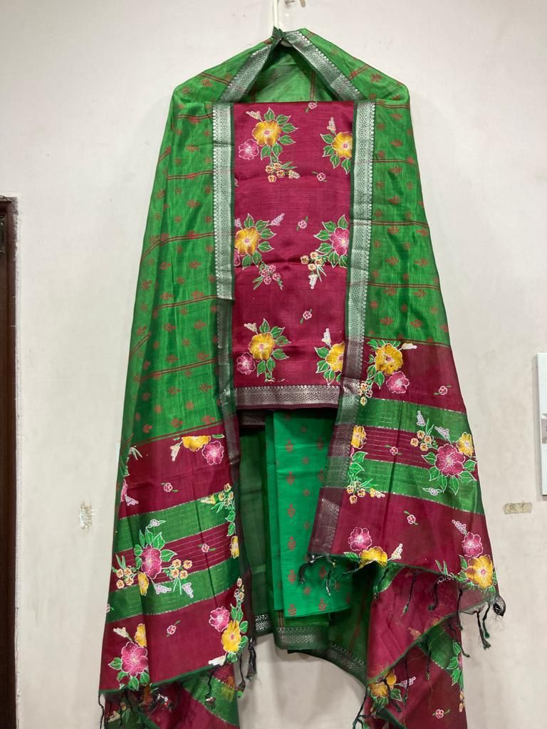 Mangalagiri pattu by cotton dress material