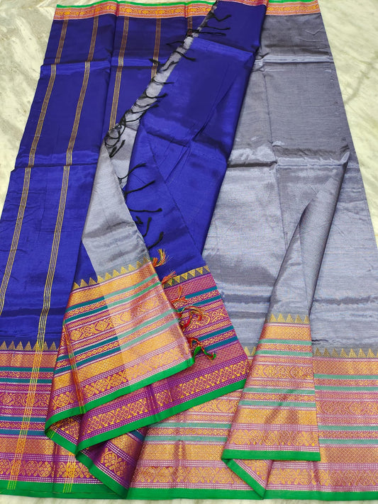 Mangalagiri pattu fancy border plain saree