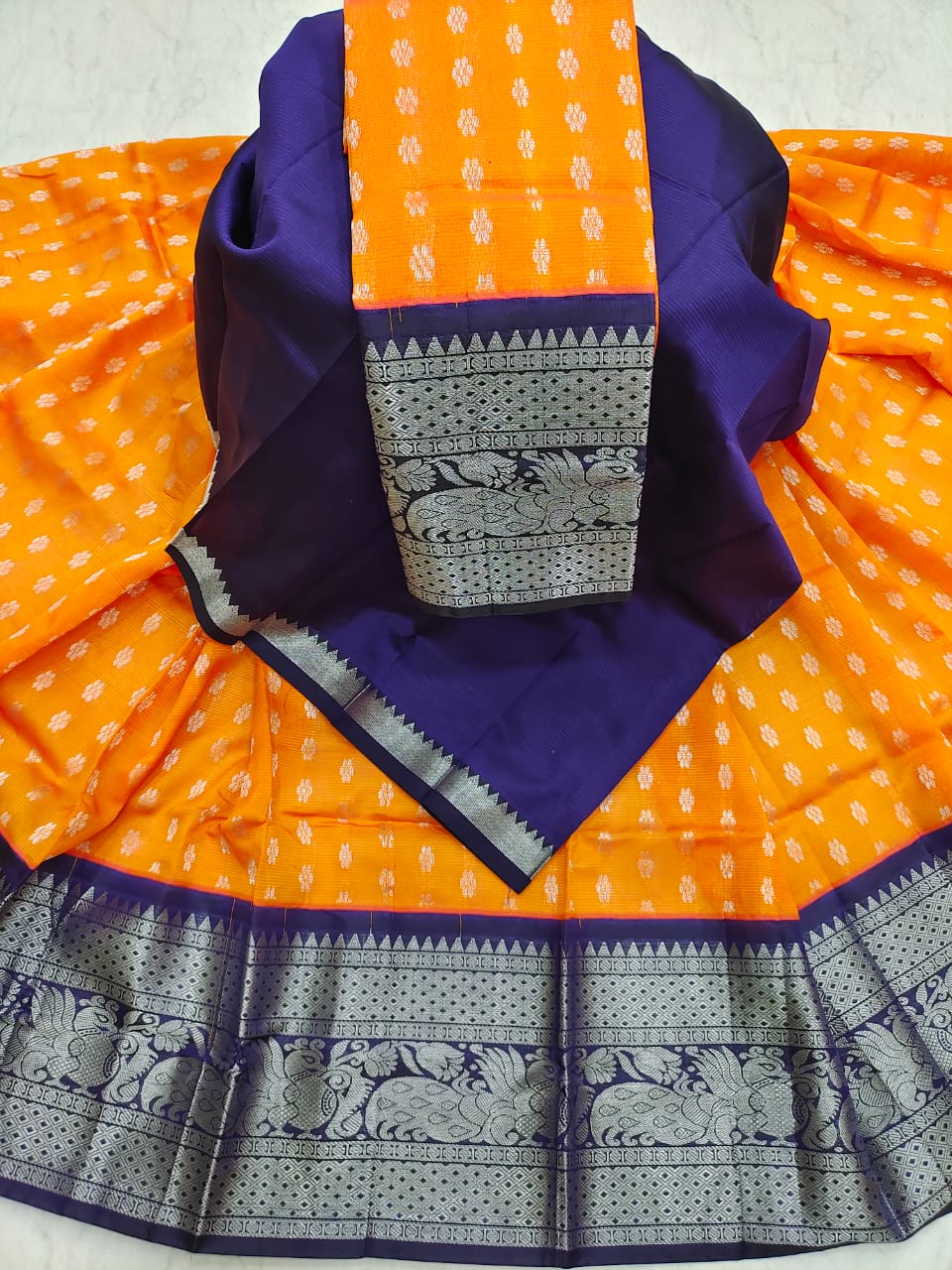 Mangalagiri pattu kuppadam kanchi border lehenga material
