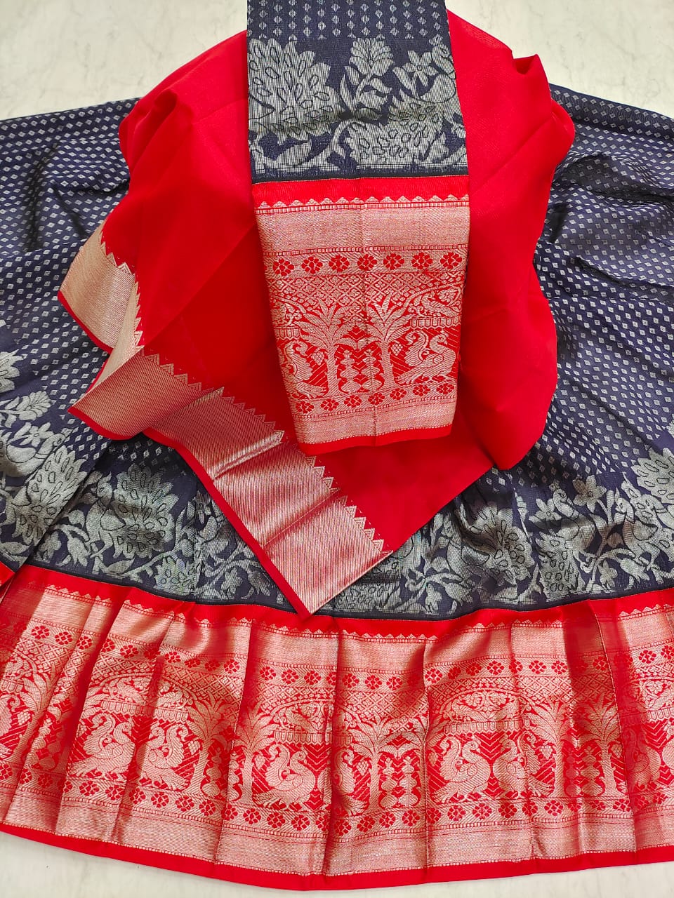 Mangalagiri pattu kuppadam kanchi border lehenga material