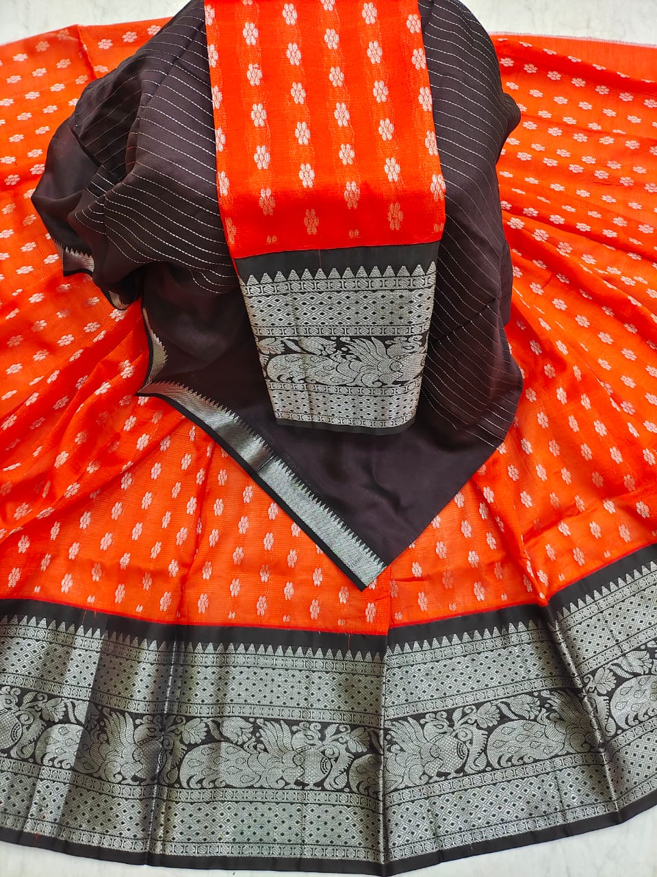 Mangalagiri pattu kuppadam kanchi border lehenga material