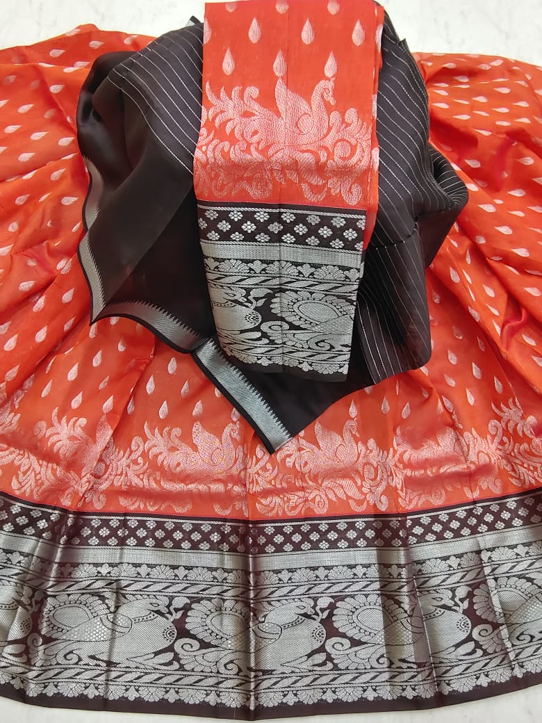 Mangalagiri pattu kuppadam kanchi border lehenga material