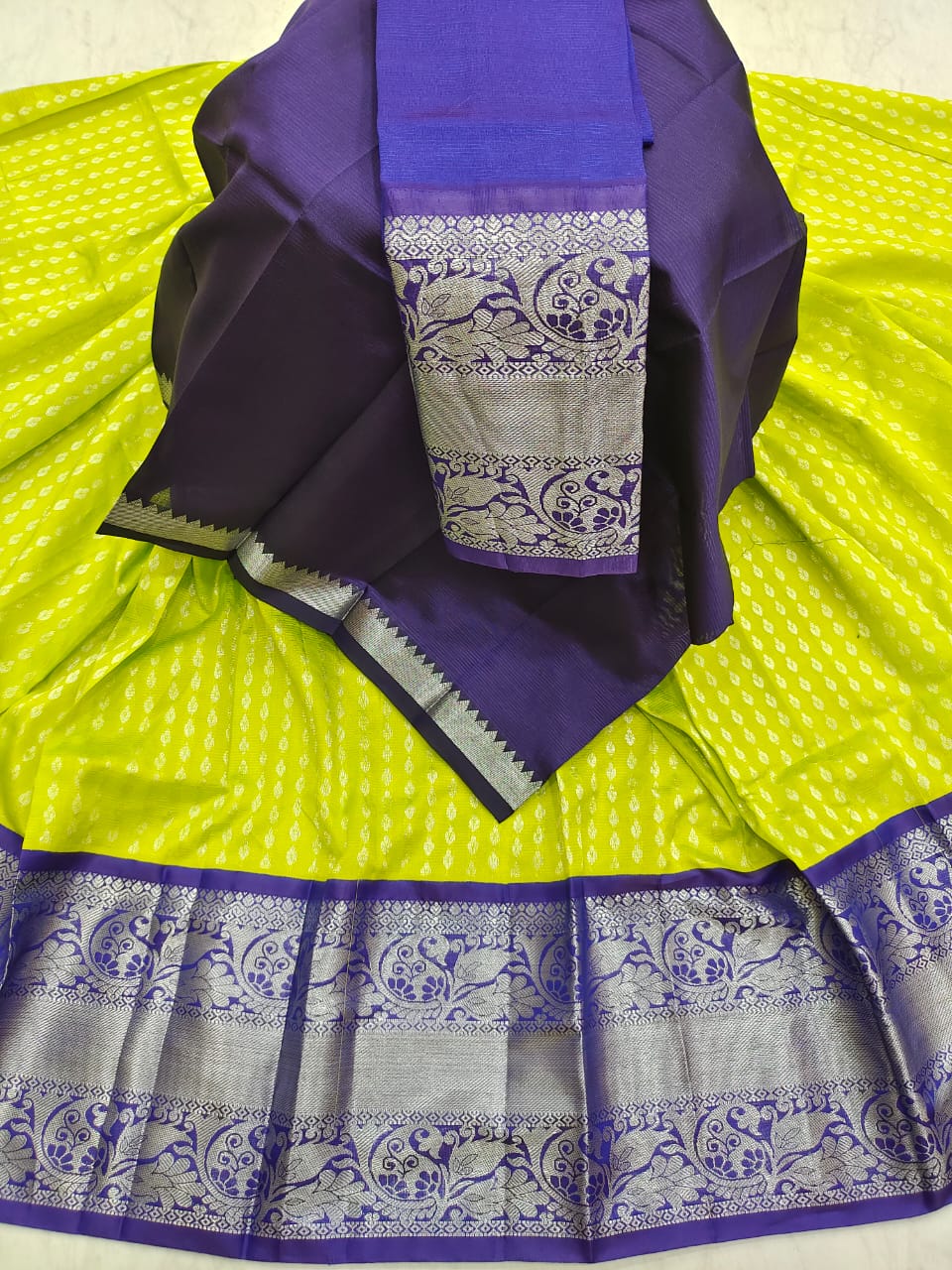 Mangalagiri pattu kuppadam kanchi border lehenga material