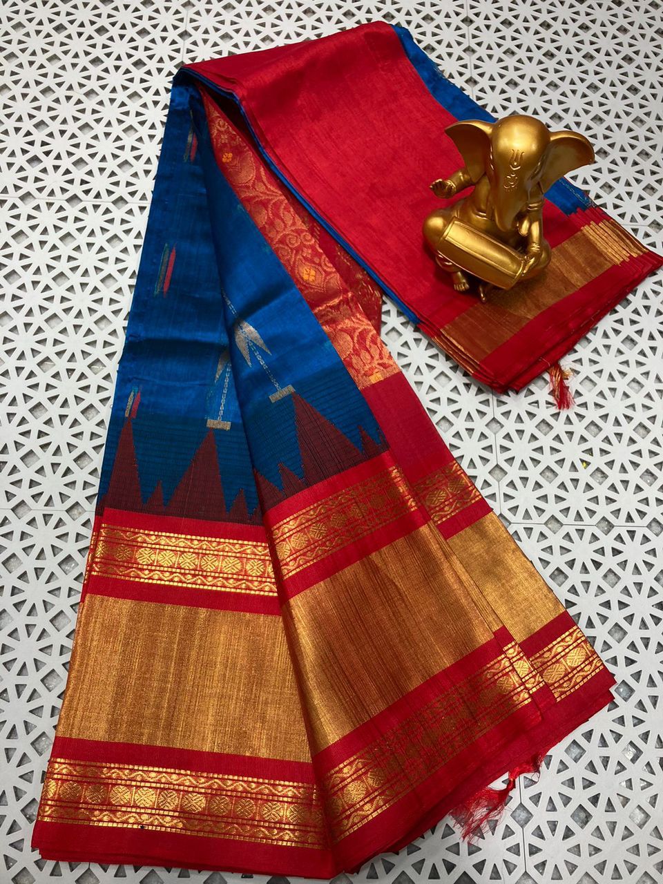 Mangalagiri pure kuppadam pattu rich border and rich pallu work saree