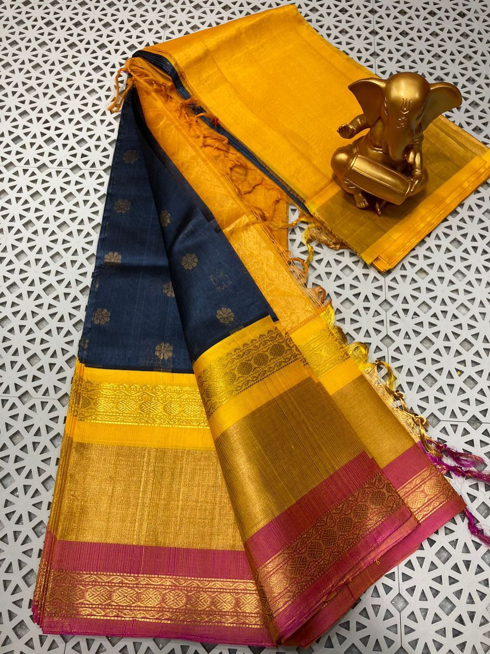 Mangalagiri pure kuppadam pattu rich border and rich pallu work saree