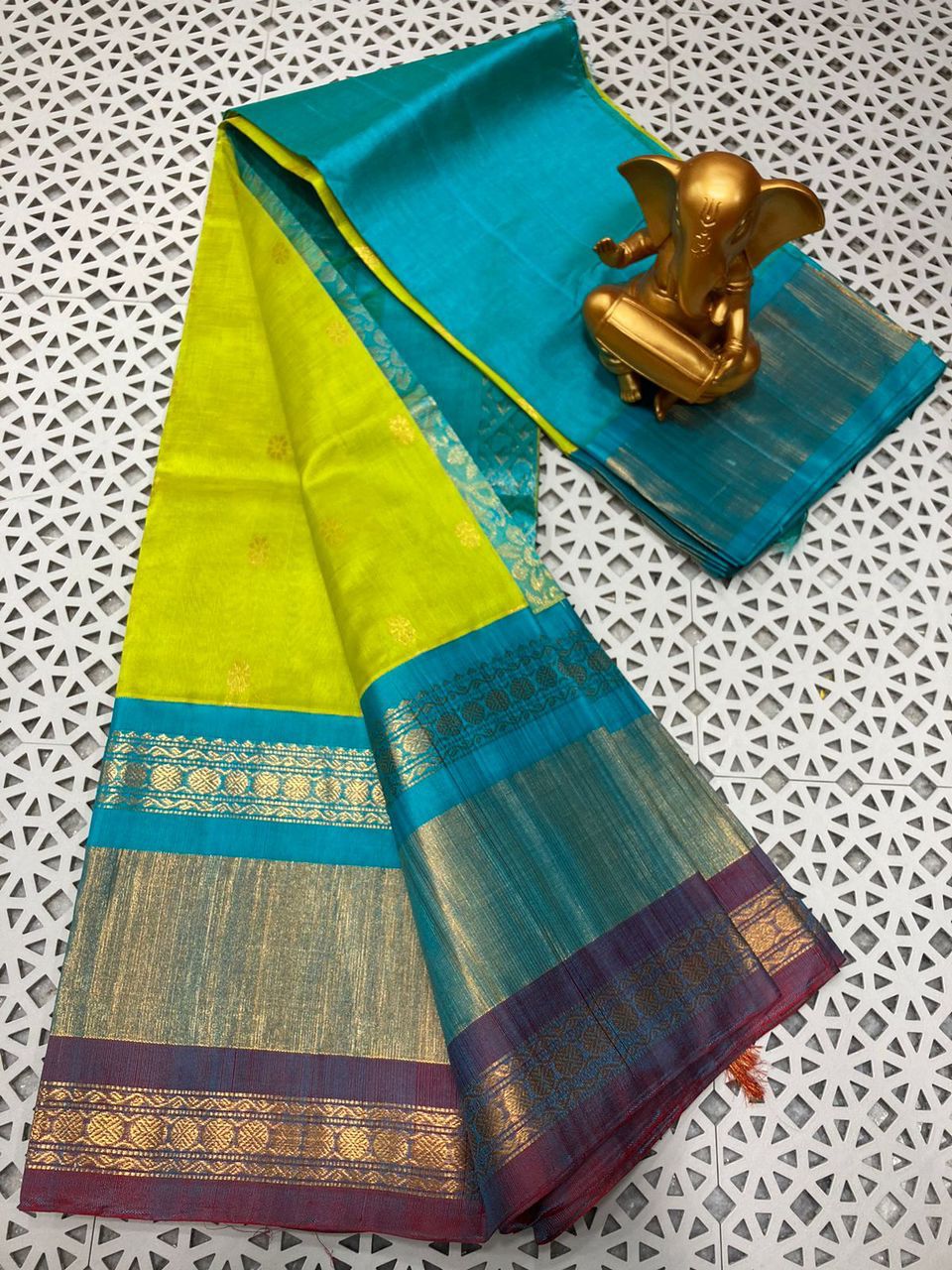Mangalagiri pure kuppadam pattu rich border and rich pallu work saree