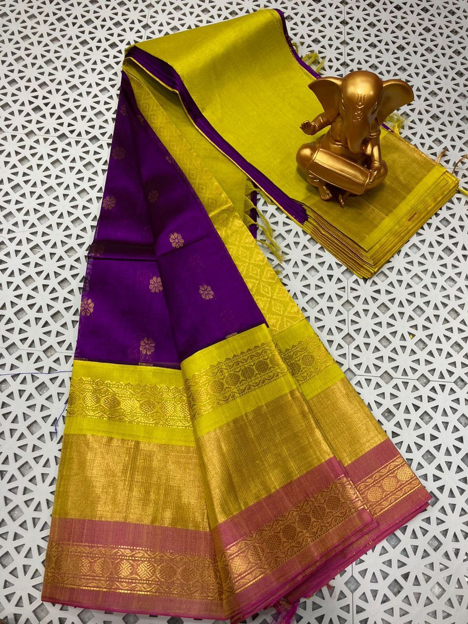 Mangalagiri pure kuppadam pattu rich border and rich pallu work saree