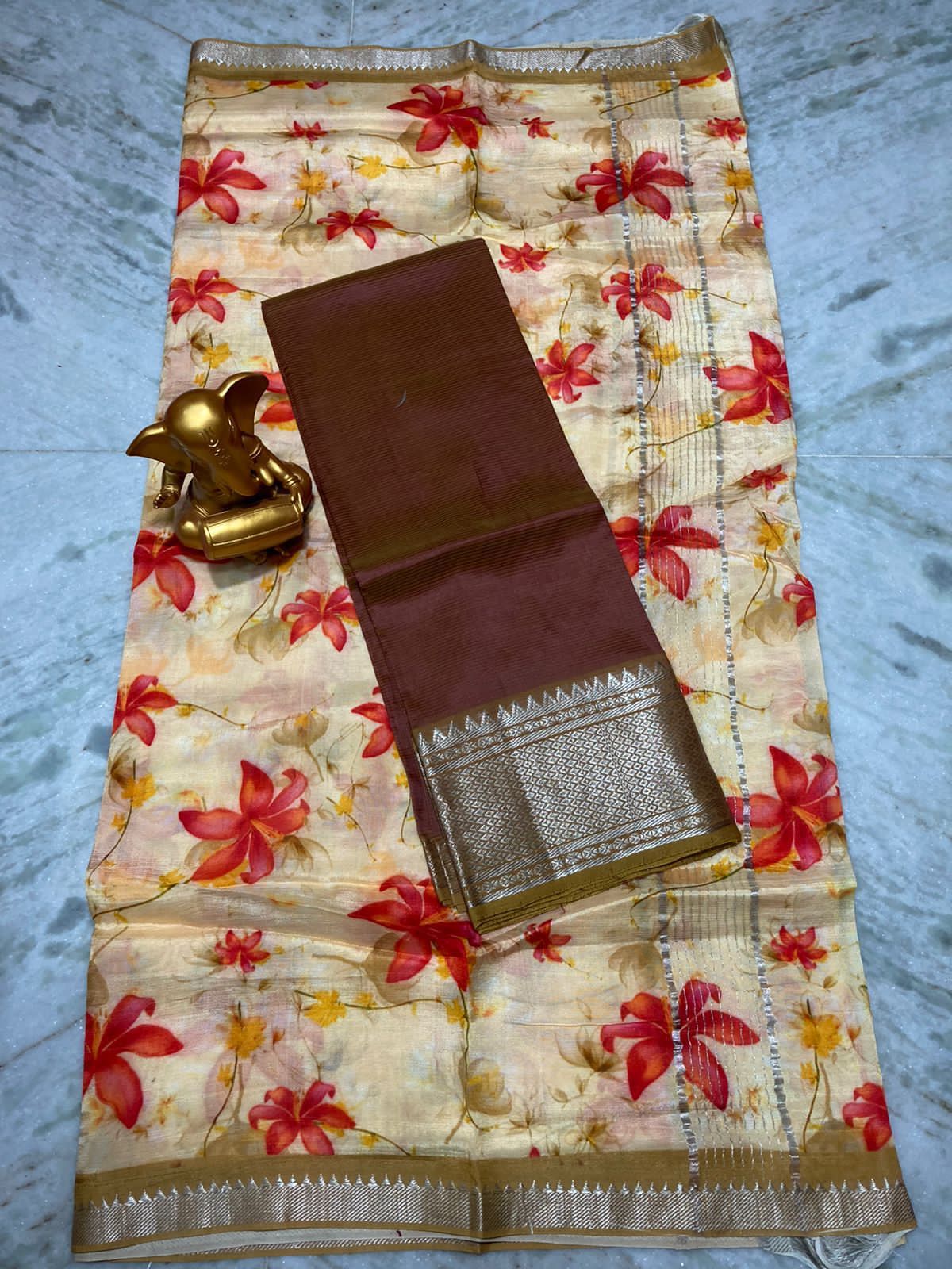 Mangalagiri pure pattu by cotton top and dupatta set