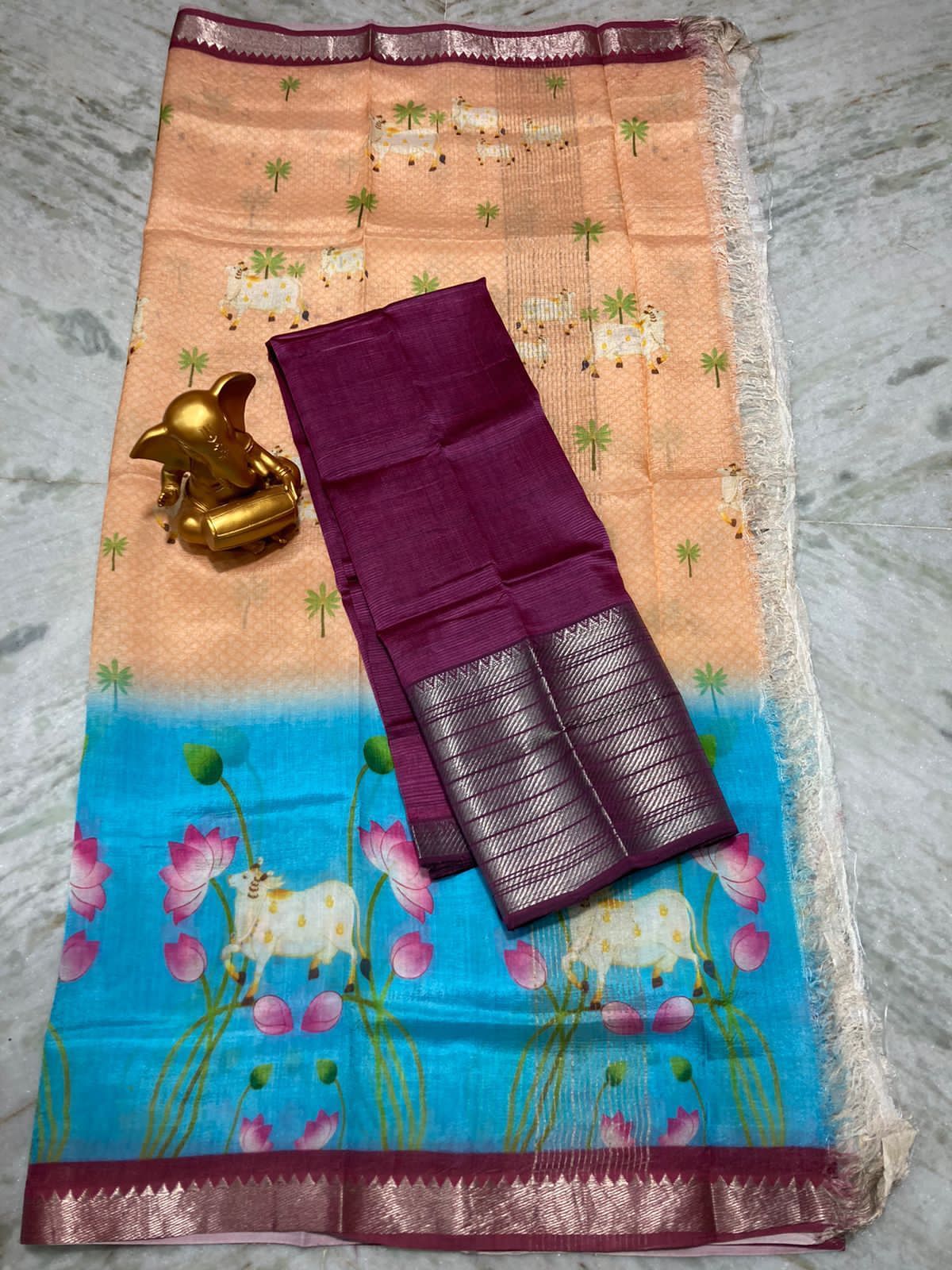 Mangalagiri pure pattu by cotton top and dupatta set