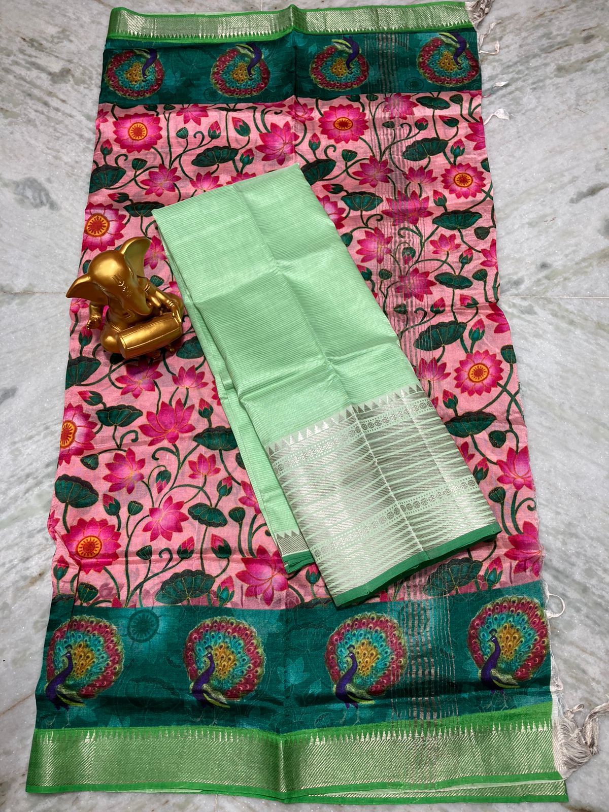Mangalagiri pure pattu by cotton top and dupatta set