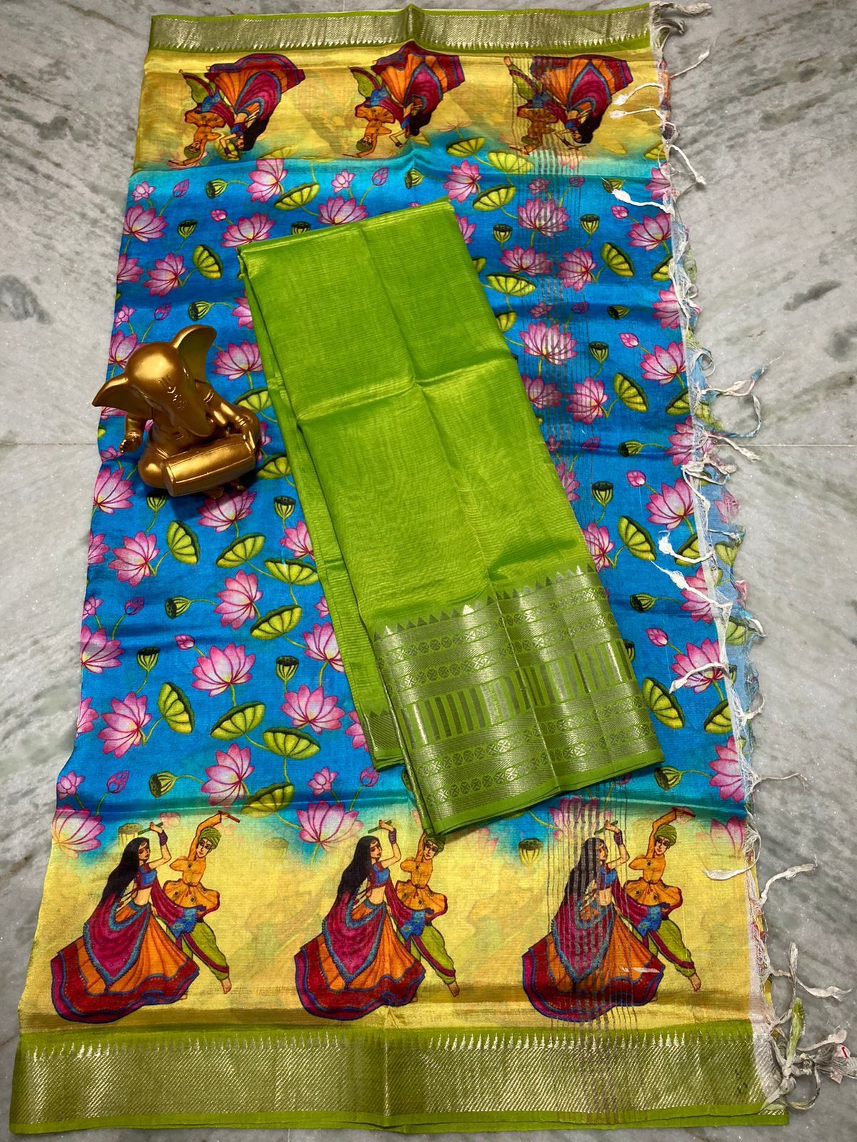 Mangalagiri pure pattu by cotton top and dupatta set