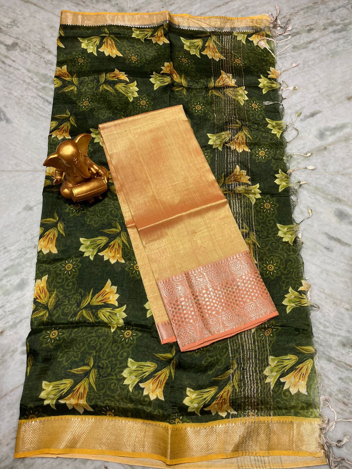 Mangalagiri pure pattu by cotton top and dupatta set