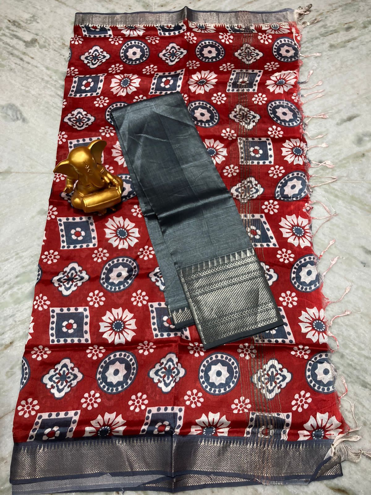 Mangalagiri pure pattu by cotton top and dupatta set